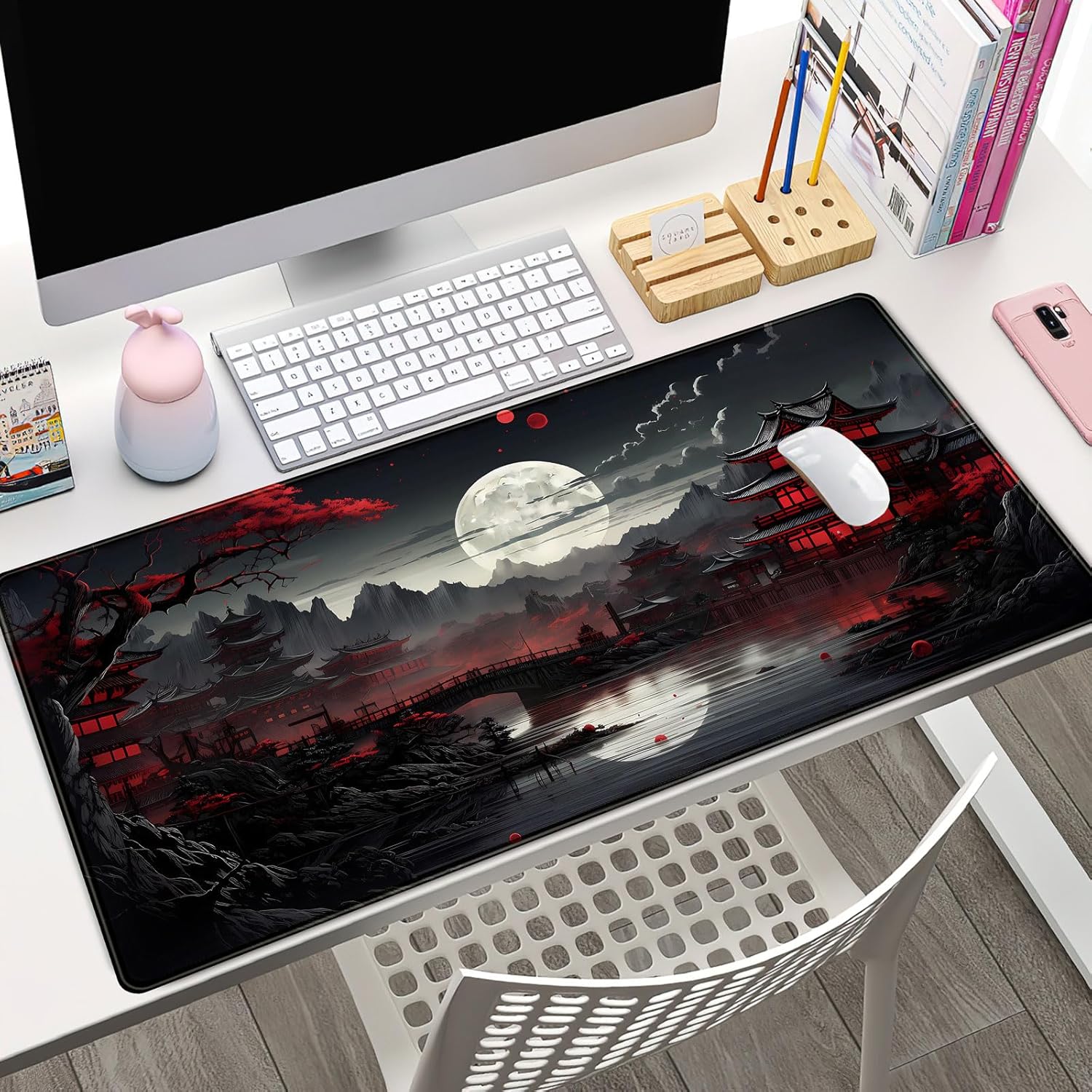 Gaming Keyboard And Mouse Pad - Alas Meja Jepang Alas Meja Bulan