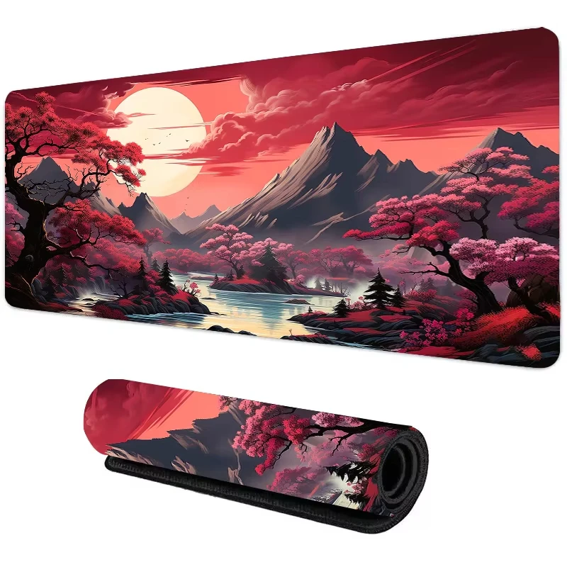 Gaming Keyboard And Mouse Pad - Alas Mouse Gaming Silikon Sunset Mountain