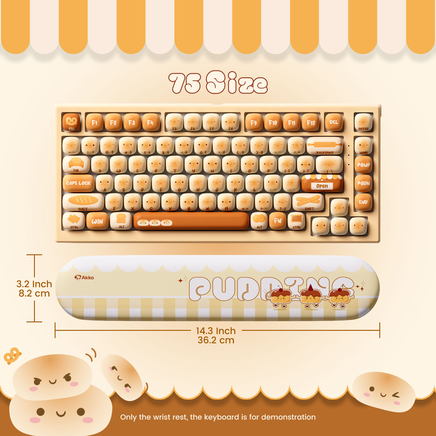 Gaming Keyboard Ergonomic - Alas Pergelangan Tangan Keyboard Akko Pudding