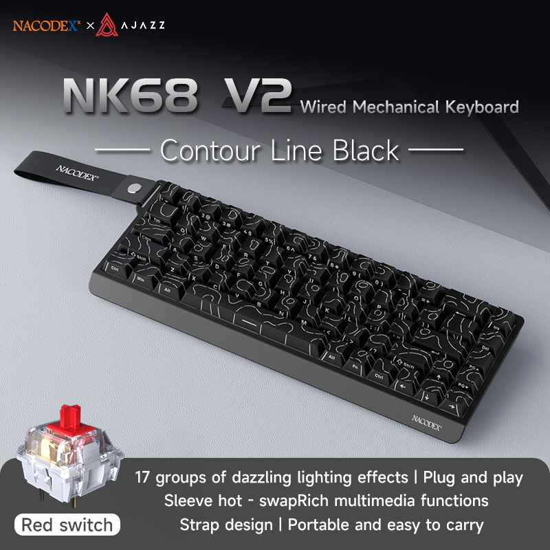 Gaming Keyboard Thocky - Keyboard mekanik gaming AJAZZ NK68 V2