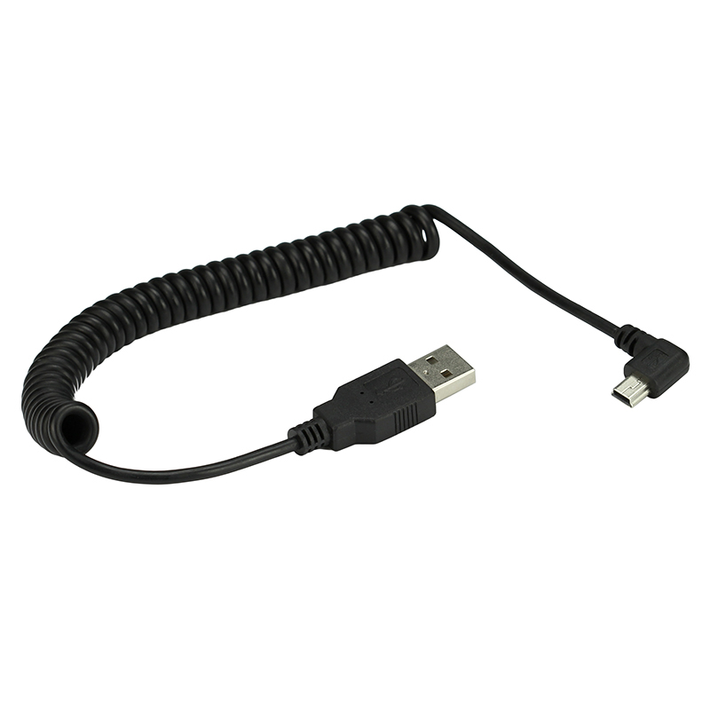 Coiled Usb Cable - MINI USB 5Pin 90 Derajat Kiri