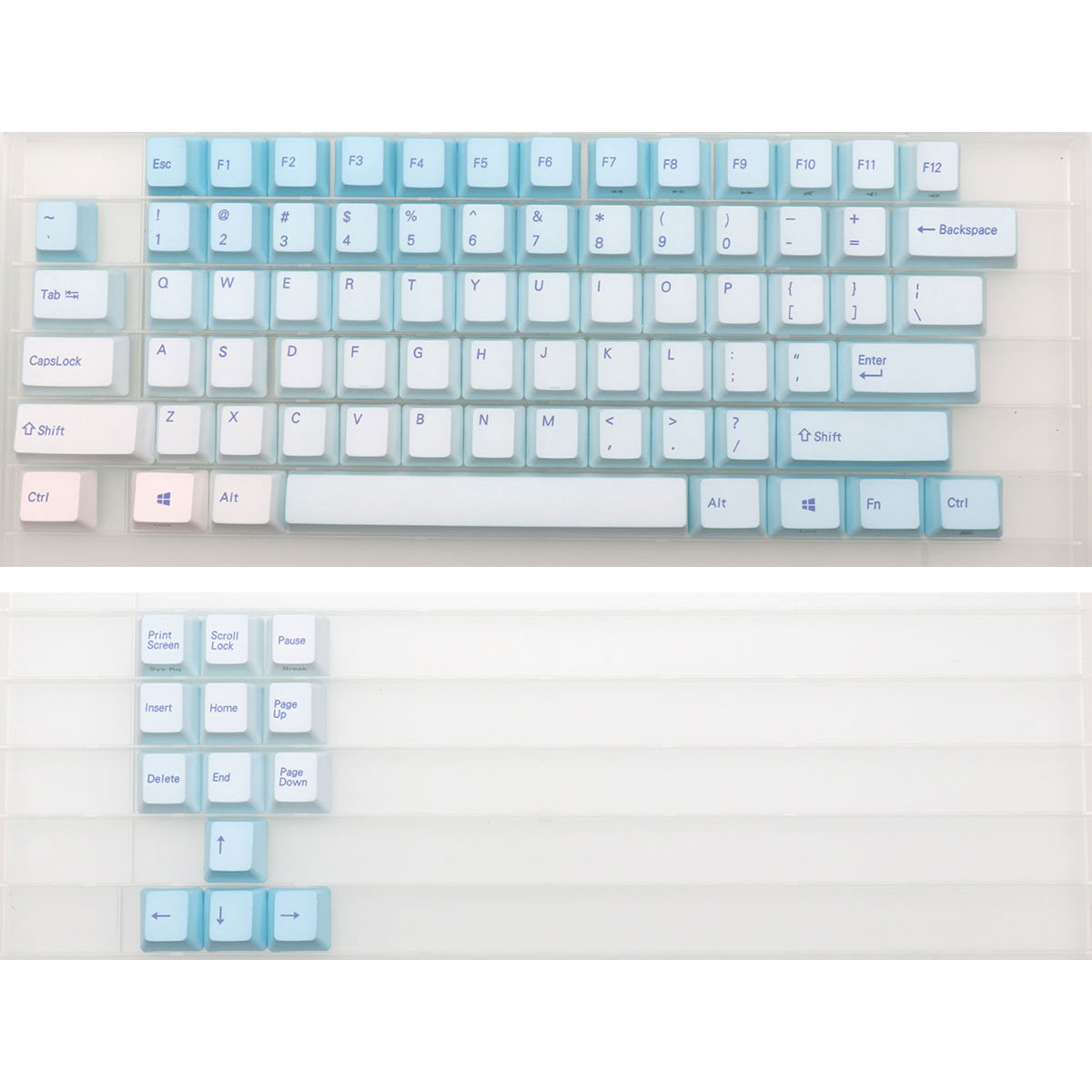 Keyboard Gaming Blue Switch - 87 Tombol Keycap Biru Frost Profil