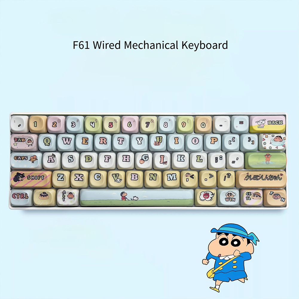 Keyboard Gaming Blue Switch - Crayon Shin-Chan 61 Tombol Keyboard Mekanis