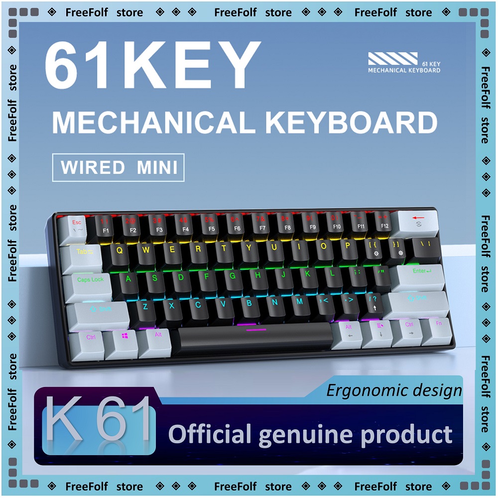 APAYADO K61 Mini 60% Keyboard  - Keyboard Gaming Blue Switch ulasan dan harga
