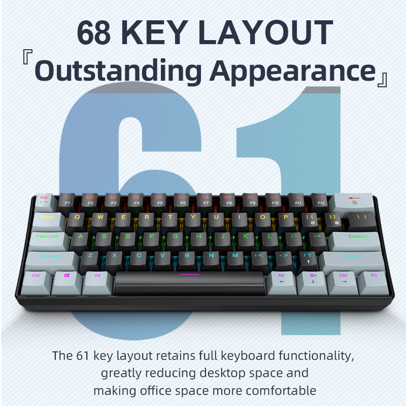 APAYADO K61 Mini 60% Keyboard  - Keyboard Gaming Blue Switch ulasan dan harga