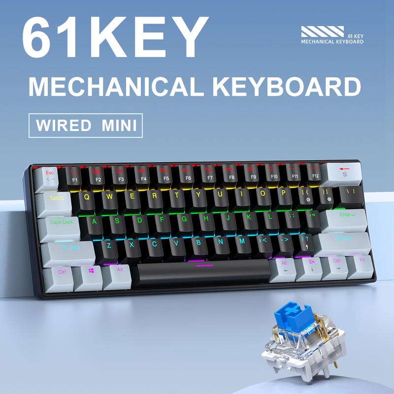 APAYADO K61 Mini 60% Keyboard  - Keyboard Gaming Blue Switch ulasan dan harga