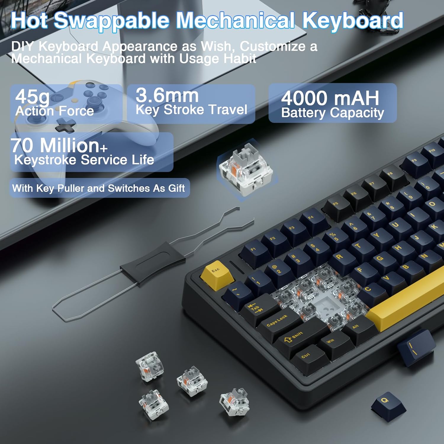 Keyboard Mekanik Aula F75, Tom - Gaming Keyboard Number Pad ulasan dan harga