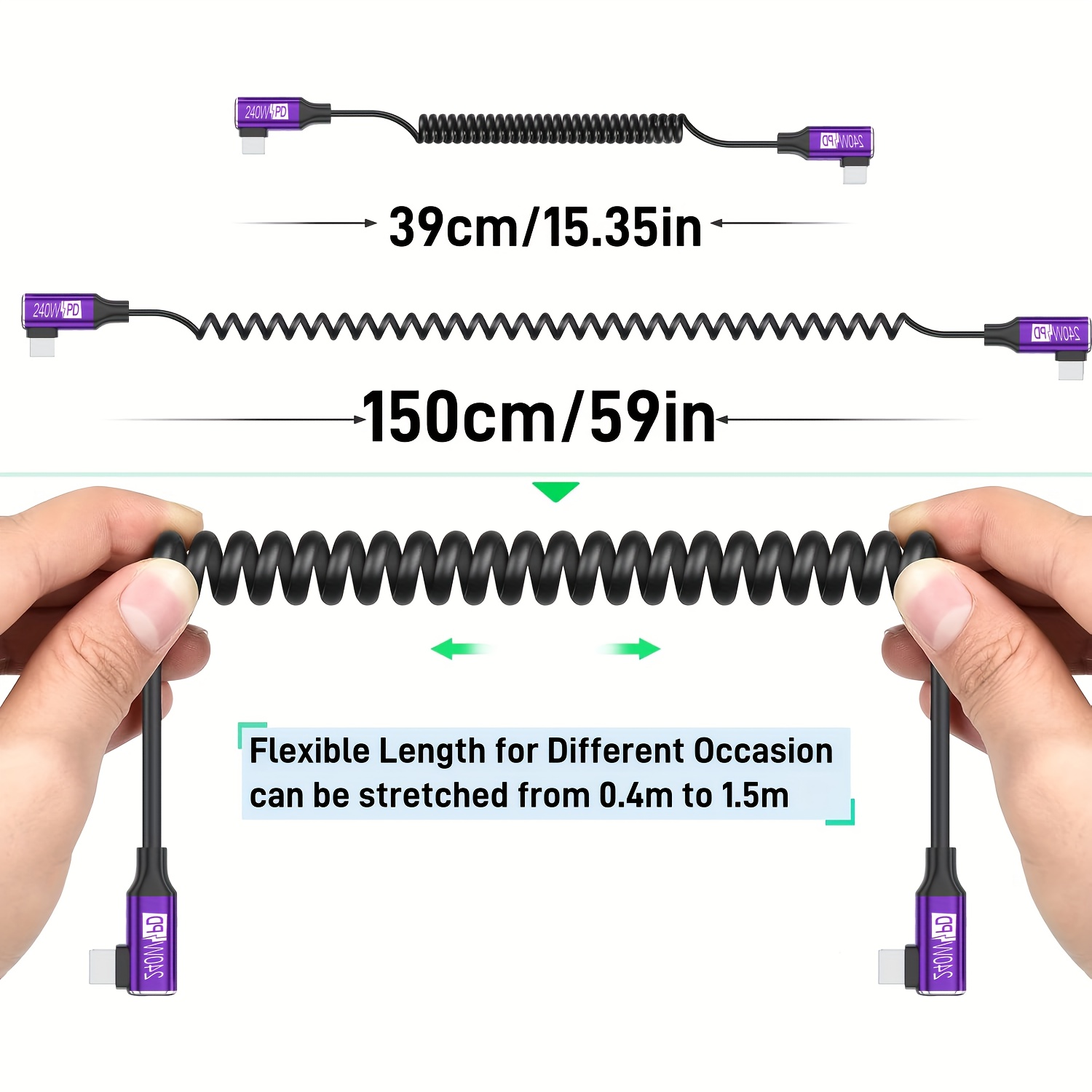 Kabel USB-C ke USB-C Berbentuk - Coiled Usb Cable ulasan dan harga