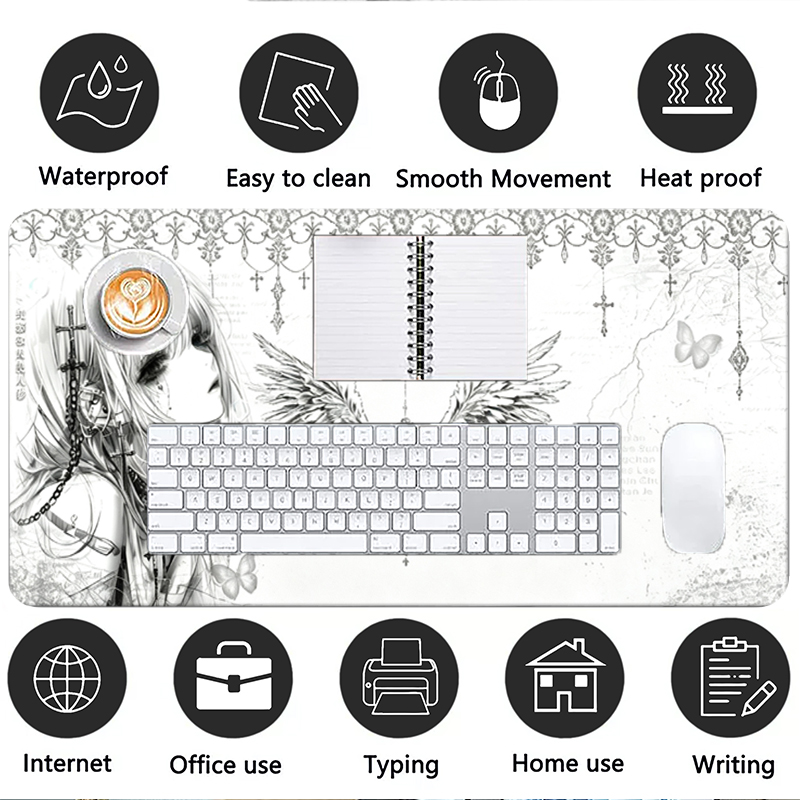 Alas Mouse Kulit Hitam Putih E - Gaming Keyboard And Mouse Pad ulasan dan harga