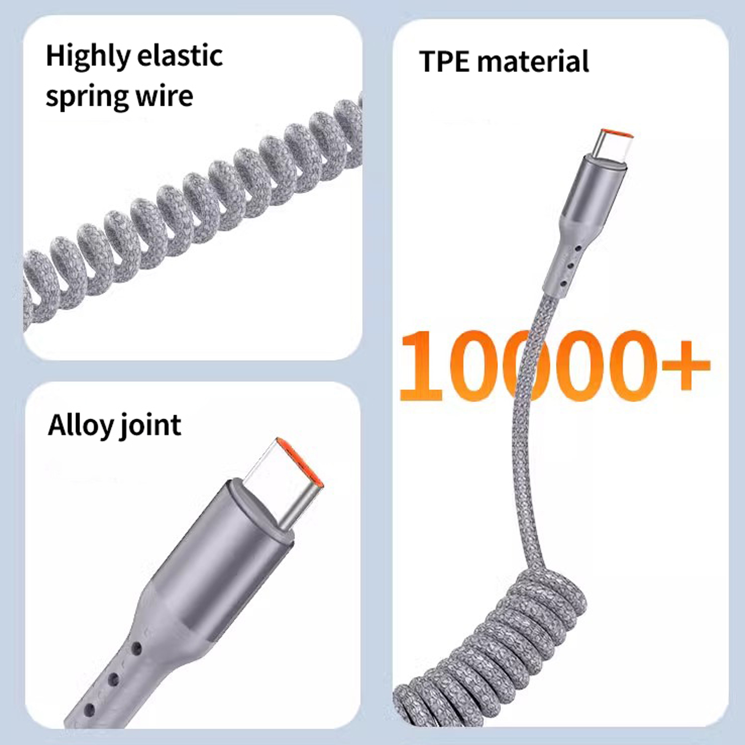 Kabel Charger USB A ke Type C  - Coiled Usb Cable ulasan dan harga
